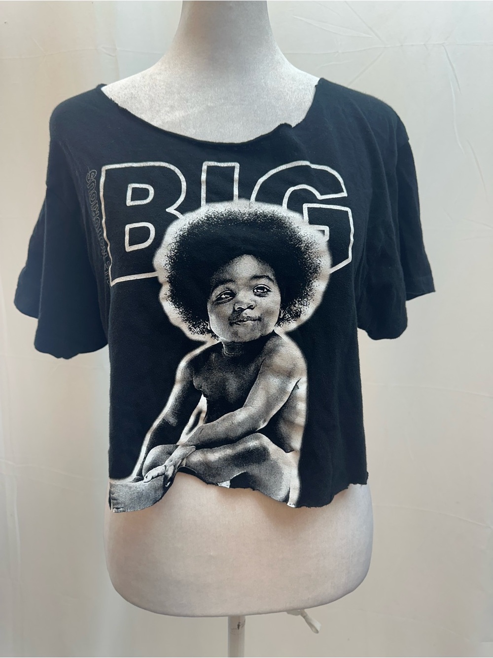 The Notorious B.I.G Black Graphic Short Sleeve Crop Tee - Baby Motif L
